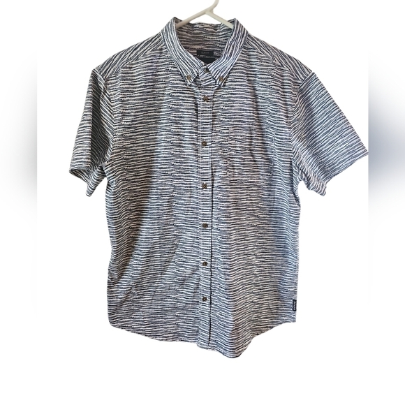 Prana Men's Zuckerfield slim fit button up blue white shirt sz medium MT6 - Picture 6 of 9